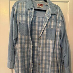 Oversized Vintage Plaid Long Sleeve Button Up by Andrew's Jeans
